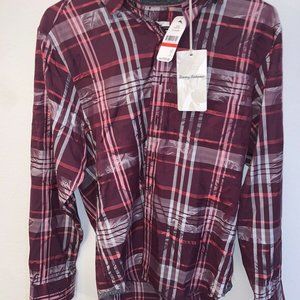 NWT Tommy Bahama Camp Shirt Holiday Hula Rum Berry Sz XS